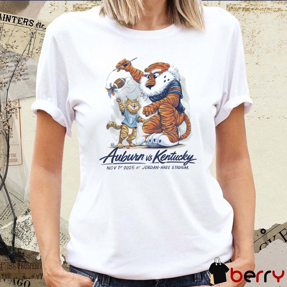 Auburn Tigers vs. Kentucky Wildcats November 1st 2025 At Jordan-Hare Stadium Mascot t-shirt