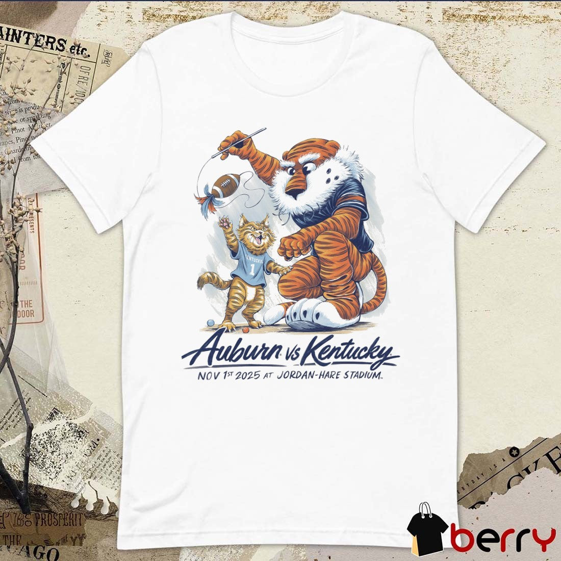 Auburn Tigers vs. Kentucky Wildcats November 1st 2025 At Jordan-Hare Stadium Mascot t-shirt