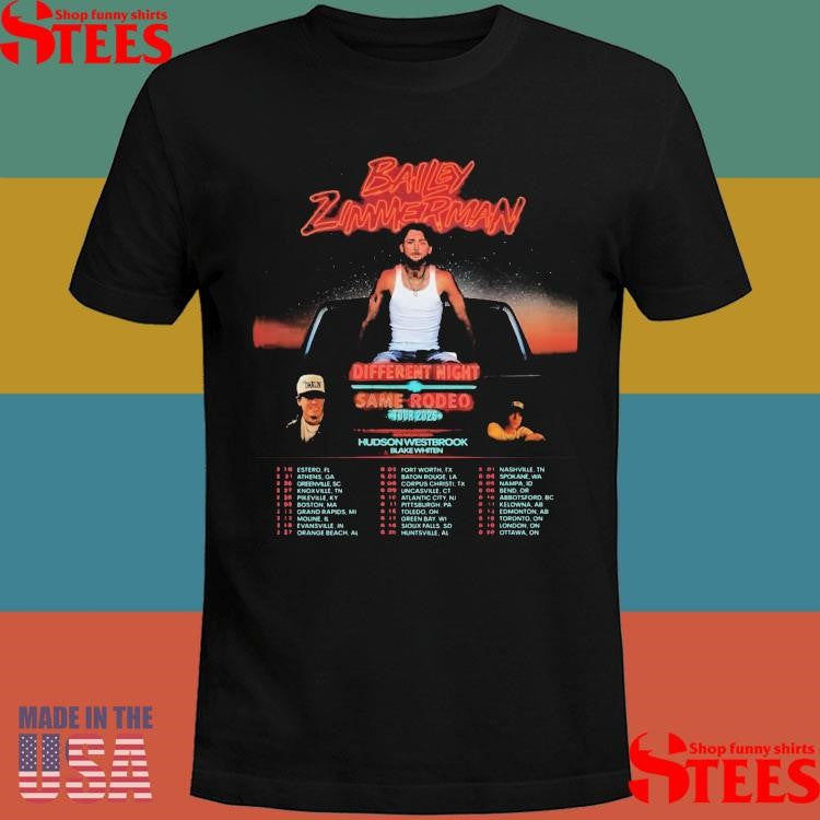 Bailey Zimmerman Different Night Same Rodeo Tour 2026 T-shirt