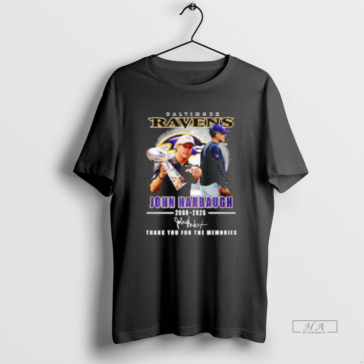 Official Baltimore Ravens John Harbaugh Thank You For The Memories Signature T-Shirts, Hoodie, Sweatshirt | CiraTrend.com