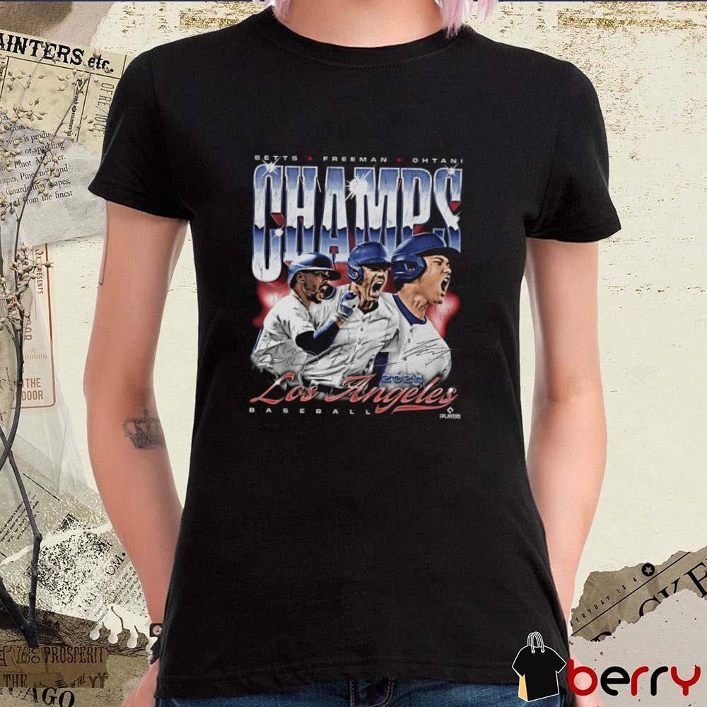 Betts Freeman Ohtani Los Angeles Dodgers Baseball 2024 Champs Trio Vintage Signatures t-shirt