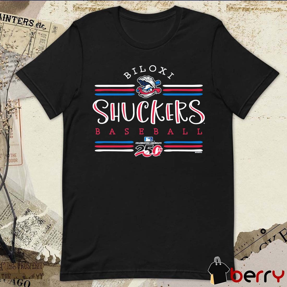 Biloxi Shuckers Baseball BaseFlag MiLB America 250 Patriotic t-shirt