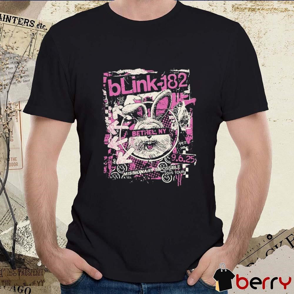 Blink 182 Missionary Impossible 2025 Tour September 6 2025 Bethel Woods Center for the Arts In Bethel NY t-shirt
