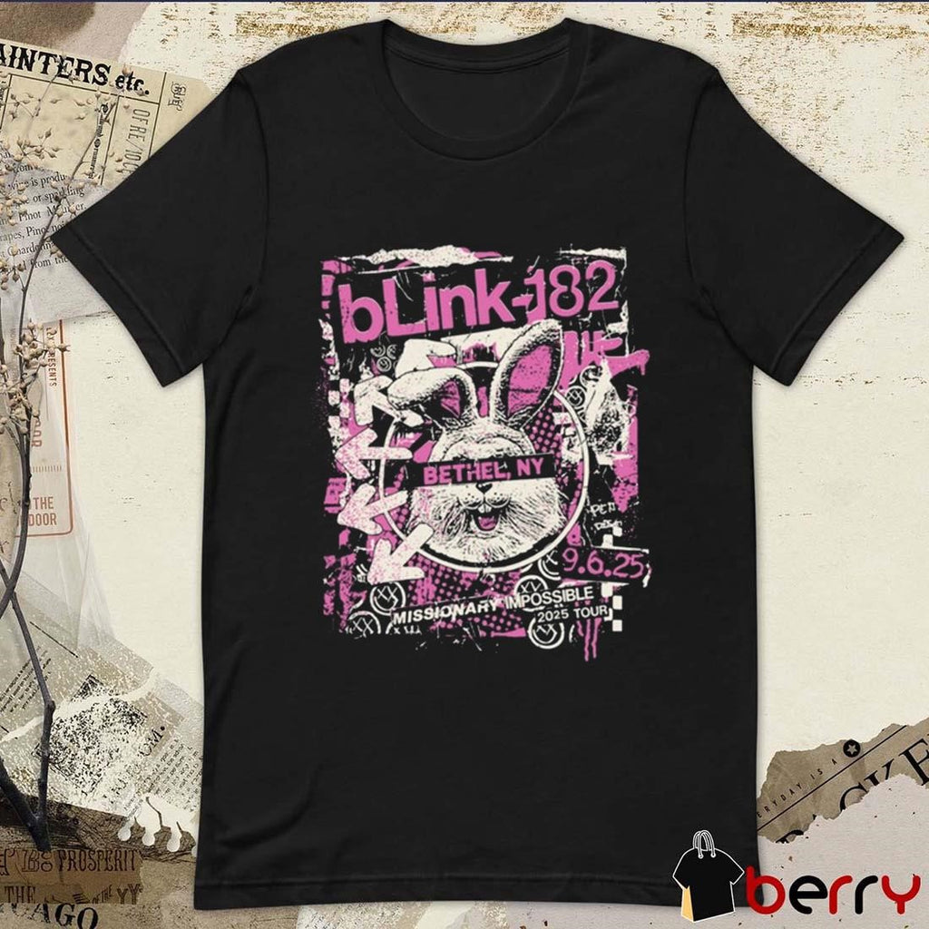 Blink 182 Missionary Impossible 2025 Tour September 6 2025 Bethel Woods Center for the Arts In Bethel NY t-shirt