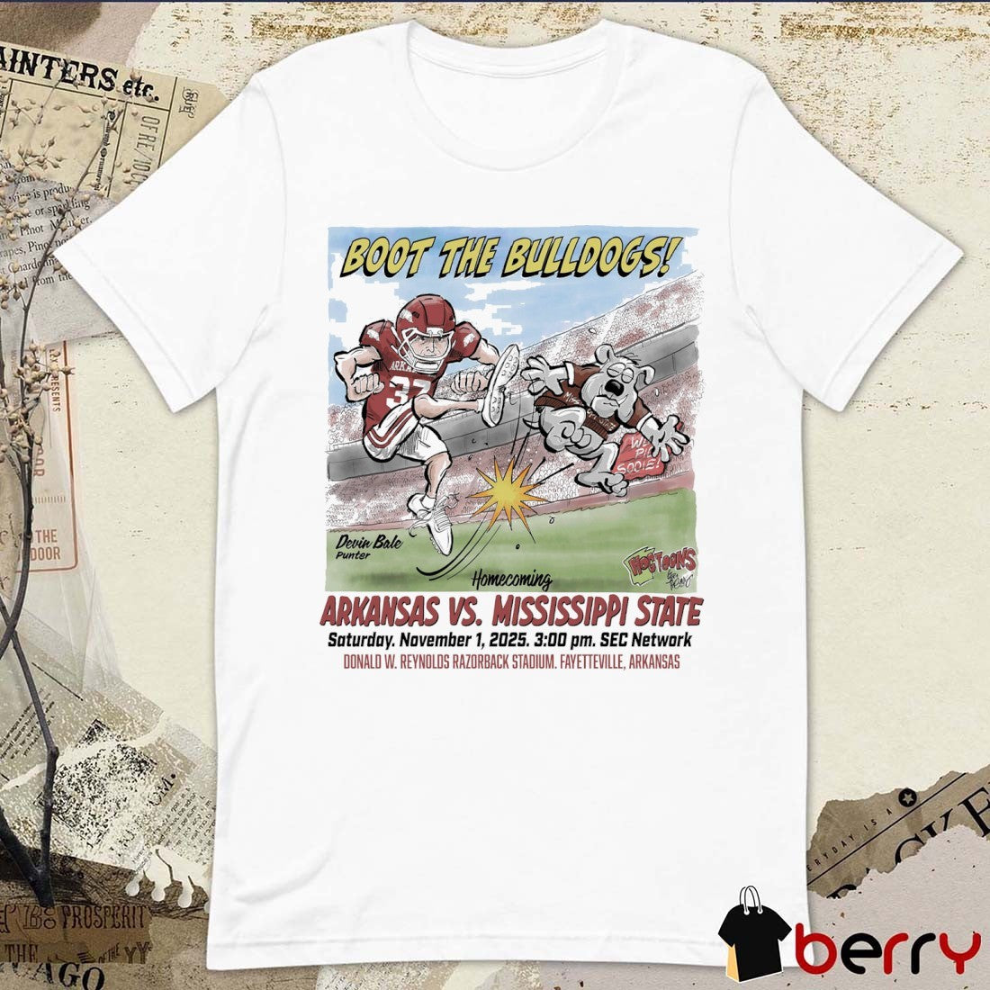 Boot The Bulldogs Arkansas Vs Mississippi State Homecoming November 1 2025 Fayetteville AR t-shirt