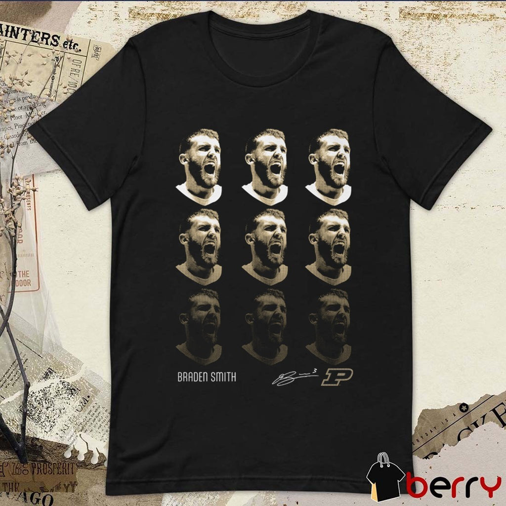 Braden Smith Patterned Head Purdue Boilermakers Big Ten Conference Signature Graphic t-shirt