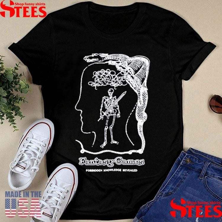 Brain Dead Fantasy Games Forbidden Knowledge Relieved Sacred Magic Skeleton Sword Shirts