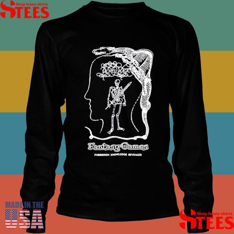 Brain Dead Fantasy Games Forbidden Knowledge Relieved Sacred Magic Skeleton Sword Shirts