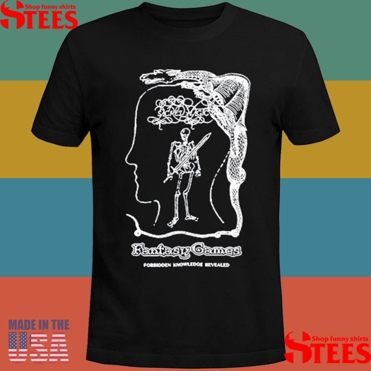 Brain Dead Fantasy Games Forbidden Knowledge Relieved Sacred Magic Skeleton Sword Shirts