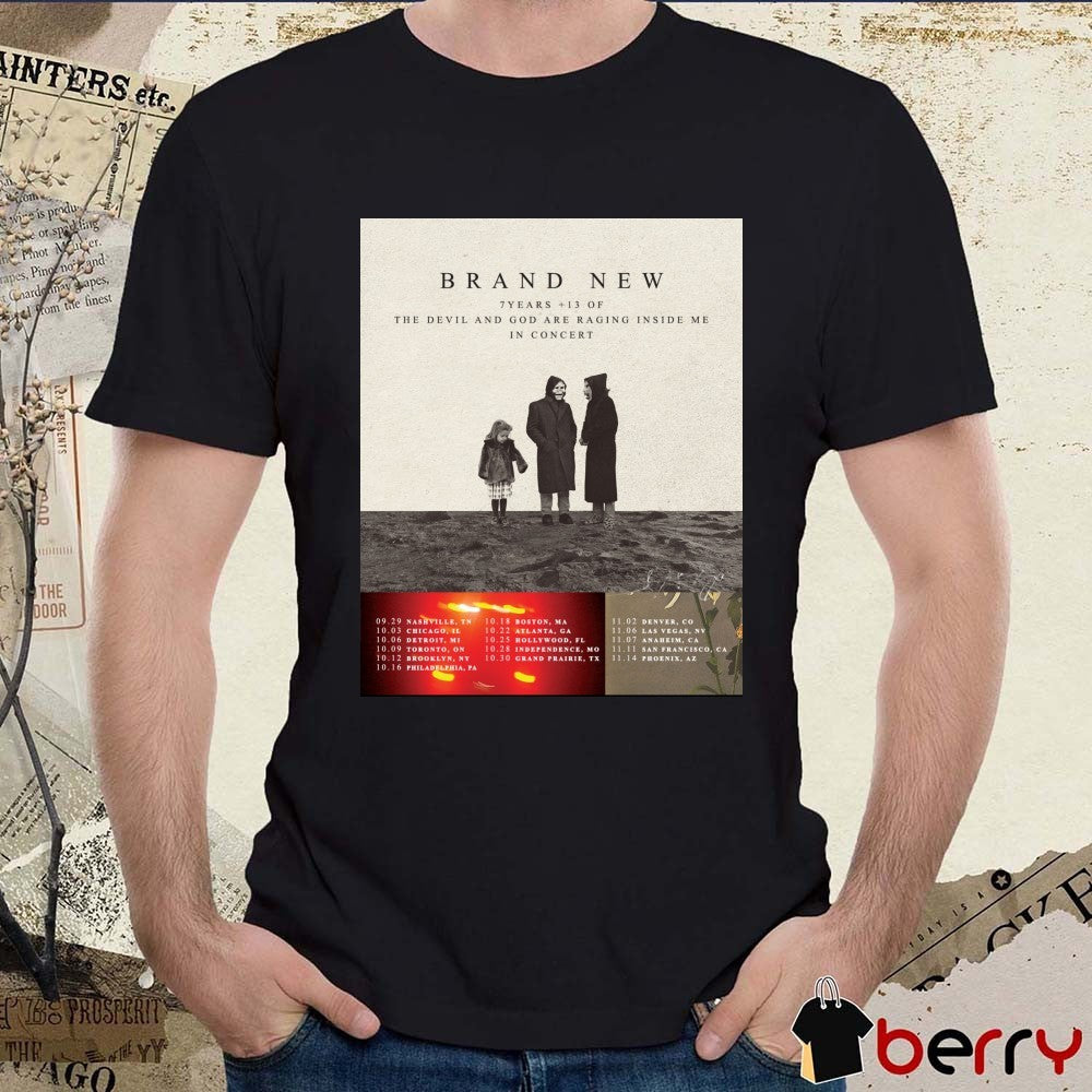 Brand New 7 Years 13 Of The Devil and God Are Raging Inside Me In Concert 2026 Poster t-shirt