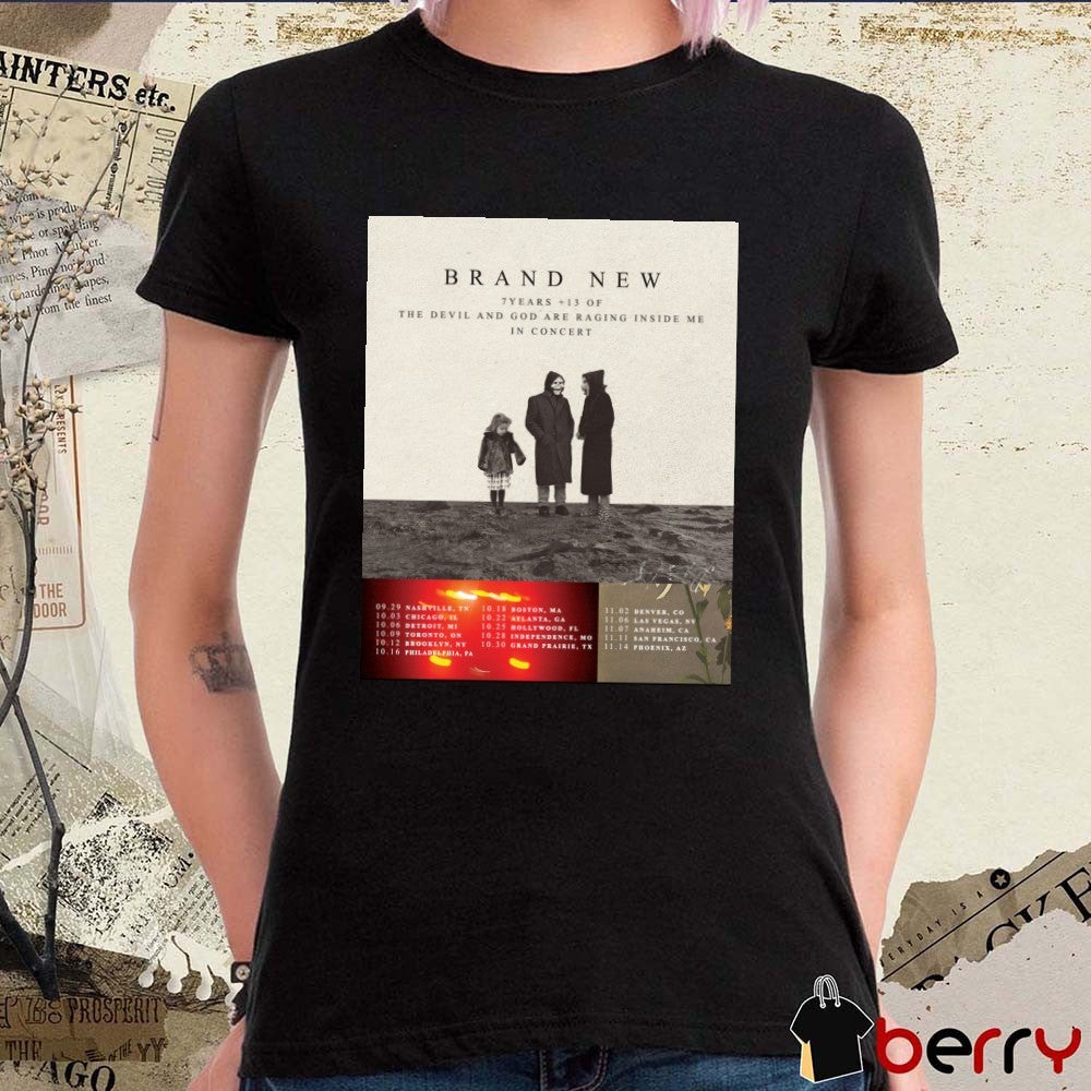 Brand New 7 Years 13 Of The Devil and God Are Raging Inside Me In Concert 2026 Poster t-shirt