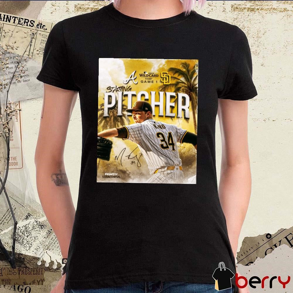 Braves at Padres MLB Wild Card Starting Pitcher Signature The FIght For The Faithful Poster t-shirt