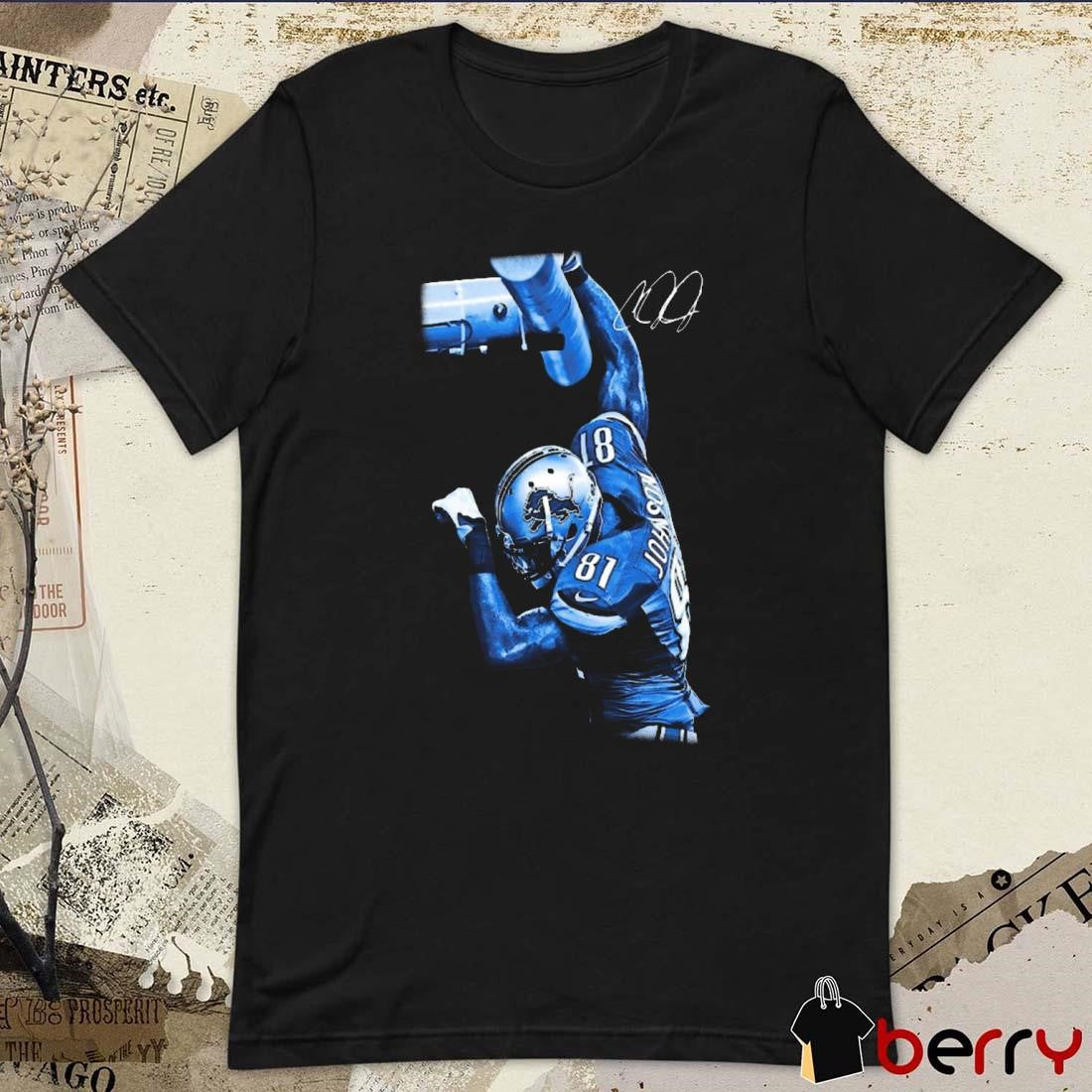 Calvin Johnson Detroit Lions Hall of Fame Player Graphic Signature t-shirt