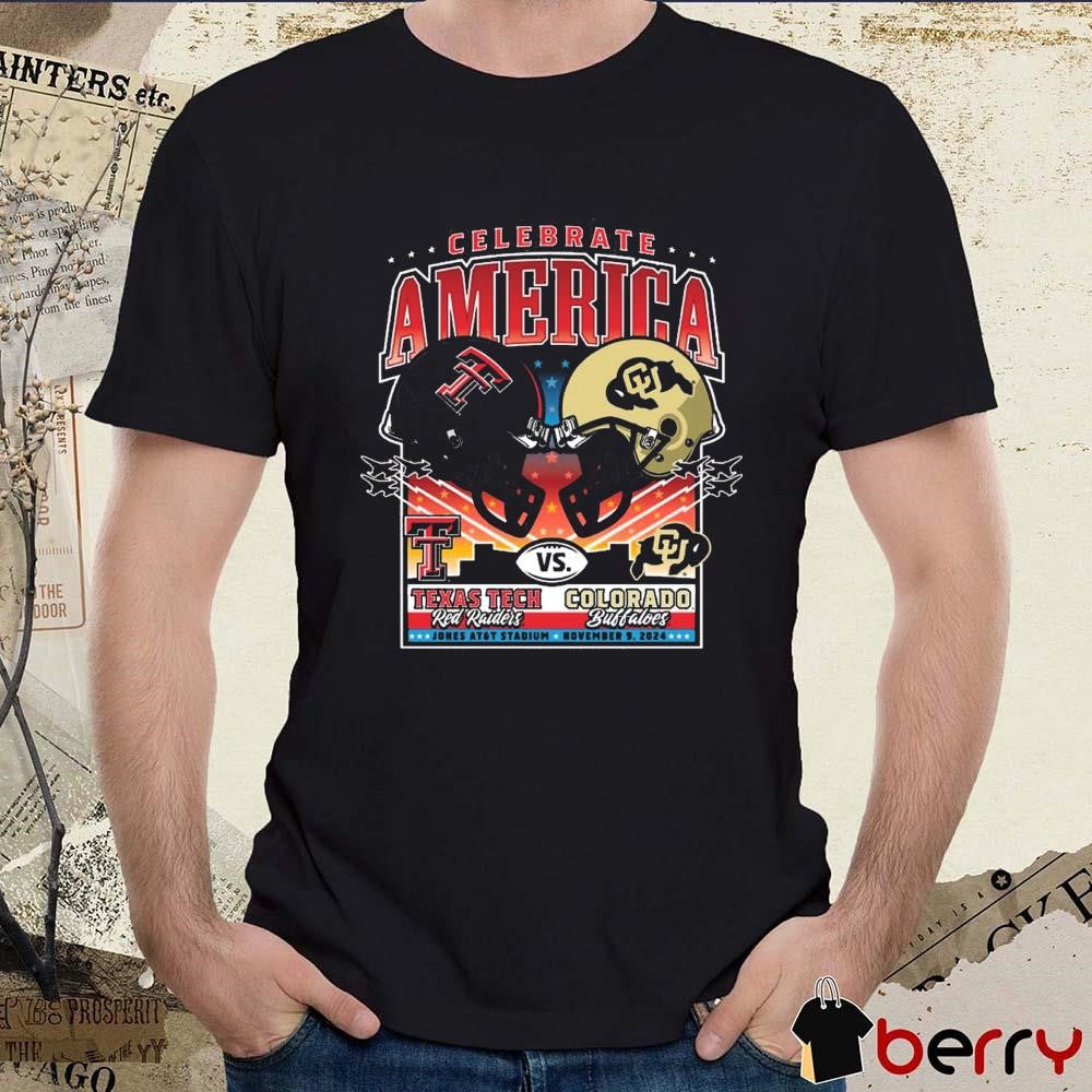 Celebrate America Texas Tech Red Raiders Vs Colorado Buffaloes Helmet Jones AT&T Stadium 2024 NCAA t-shirt