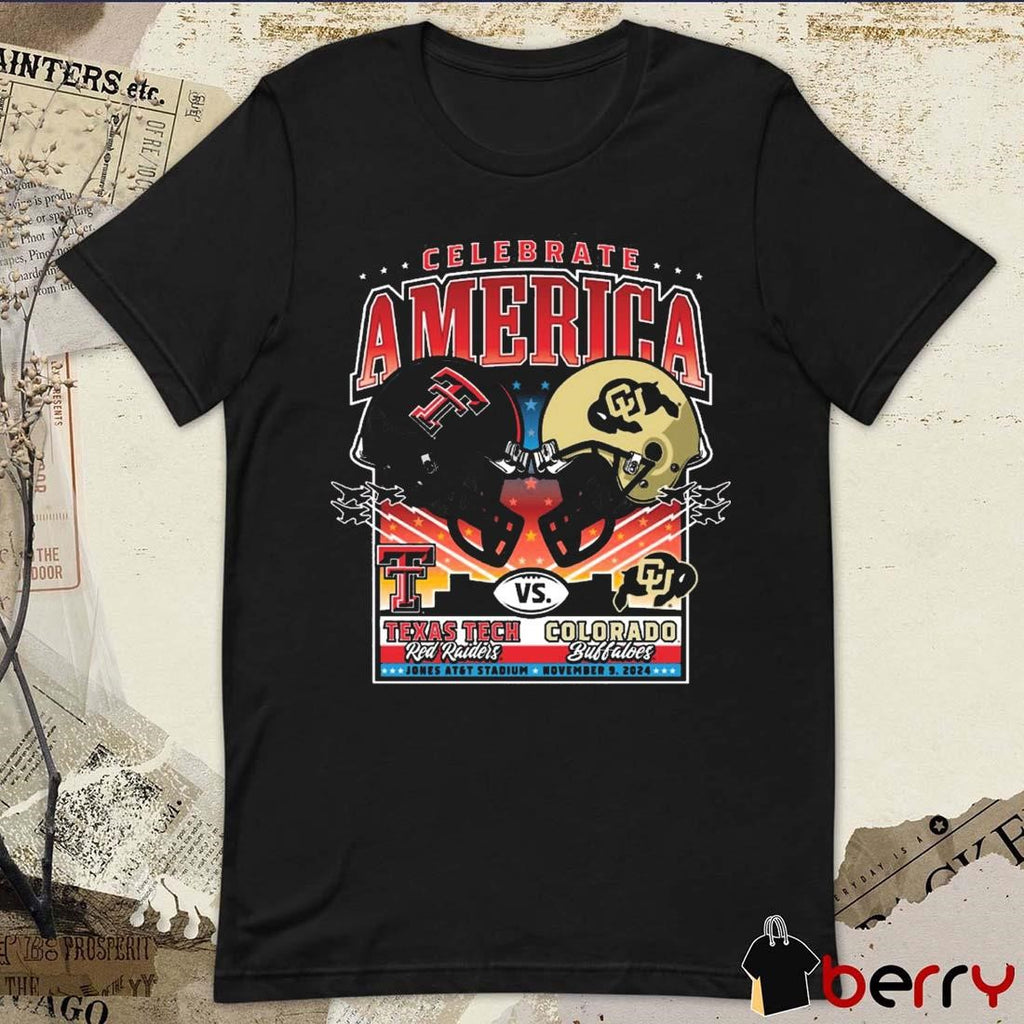 Celebrate America Texas Tech Red Raiders Vs Colorado Buffaloes Helmet Jones AT&T Stadium 2024 NCAA t-shirt