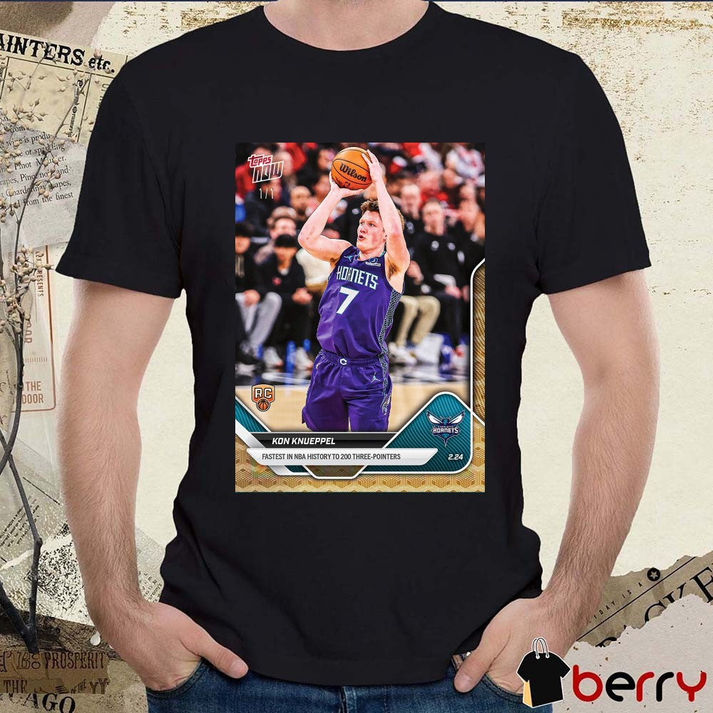 Charlotte Hornets Kon Knueppel Fastest In NBA History To 200 Three-Pointers Poster t-shirt