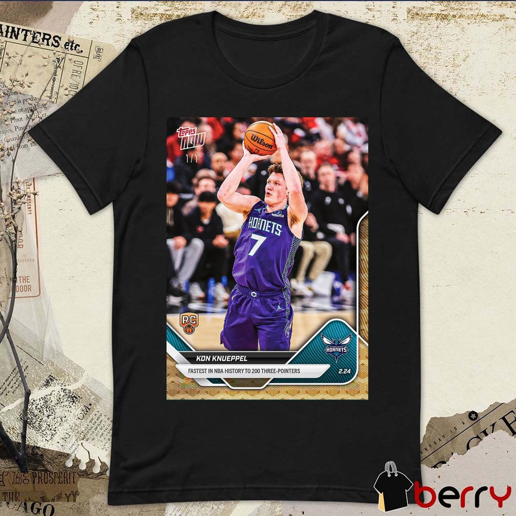 Charlotte Hornets Kon Knueppel Fastest In NBA History To 200 Three-Pointers Poster t-shirt