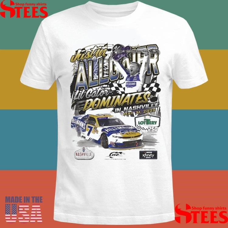 Checkered Flag Sports Natural Justin Allgaier 2025 Tennessee Lottery 250 Race Win Shirts