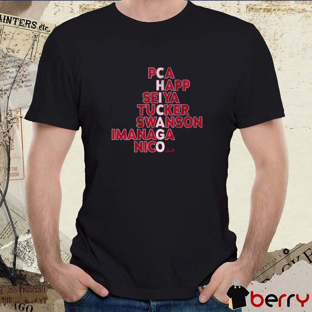 Chicago Cubs Names PCA Happ Seiya Tucker Swanson Imanaga Nico MLB 2025 t-shirt