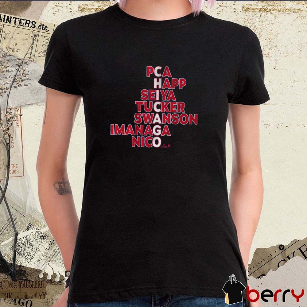 Chicago Cubs Names PCA Happ Seiya Tucker Swanson Imanaga Nico MLB 2025 t-shirt