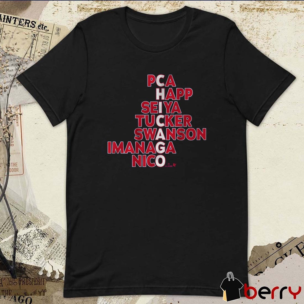 Chicago Cubs Names PCA Happ Seiya Tucker Swanson Imanaga Nico MLB 2025 t-shirt