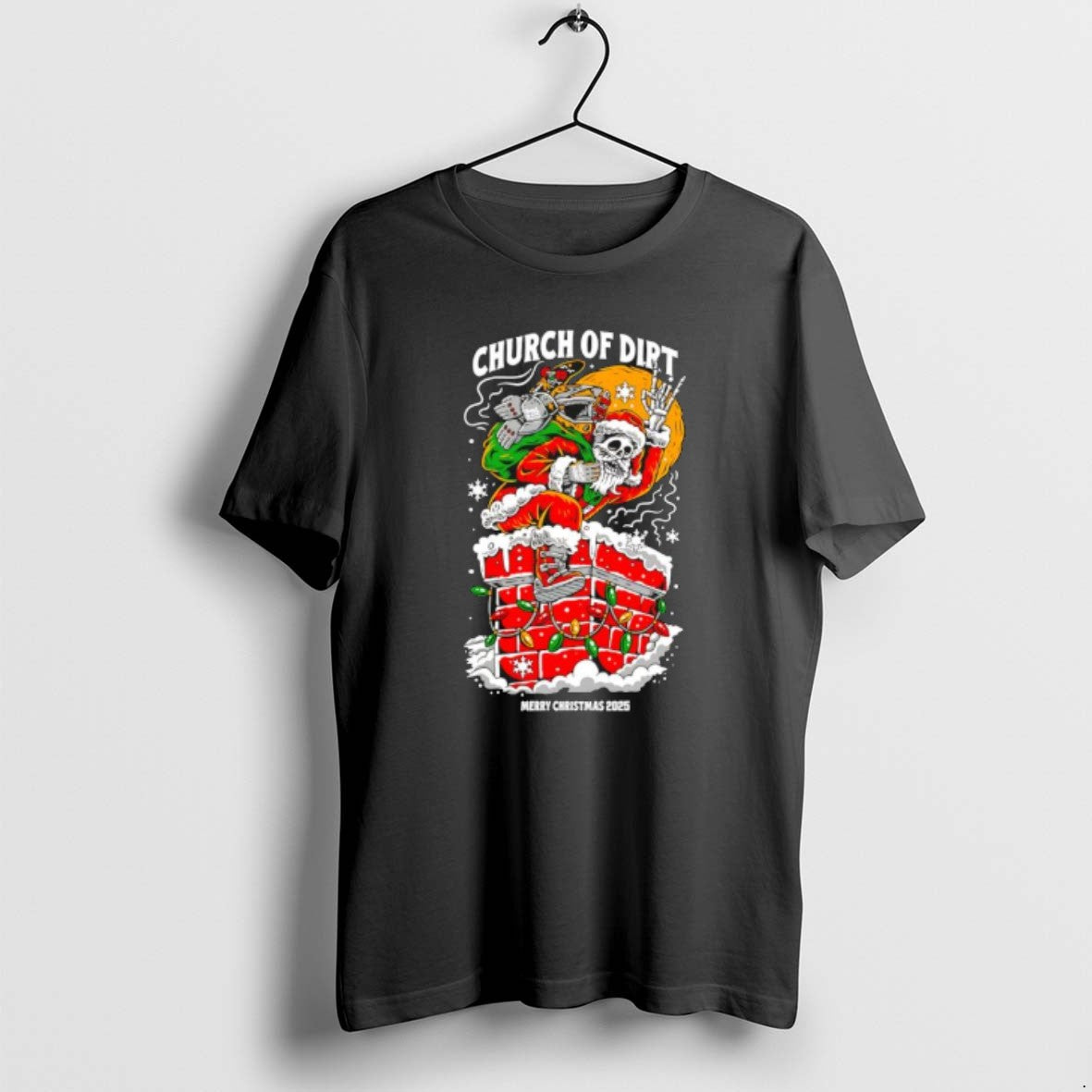 Official Church Of Dirt Skeletal Santa Claus Merry Christmas 2025 T-Shirts, Hoodie, Sweatshirt | CiraTrend.com