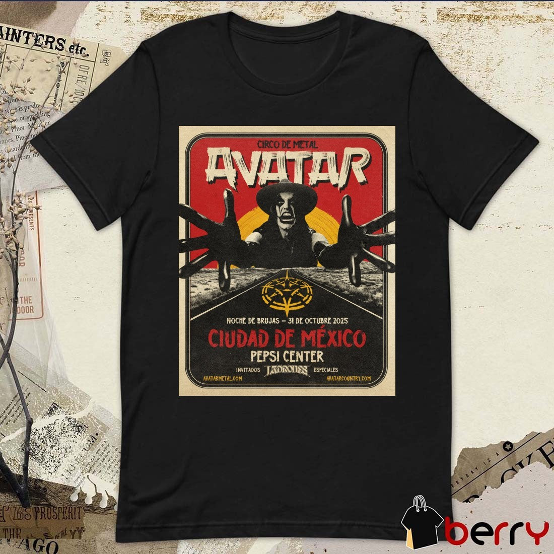 Circo De Metal Avatar Noche De Brujas October 31 2025 Ciudad De México Pepsi Center Poster t-shirt