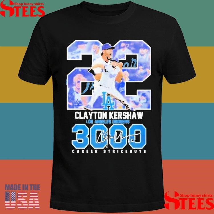 Clayton Kershaw Los Angeles Dodgers 3000 Career Strikeouts T-shirt