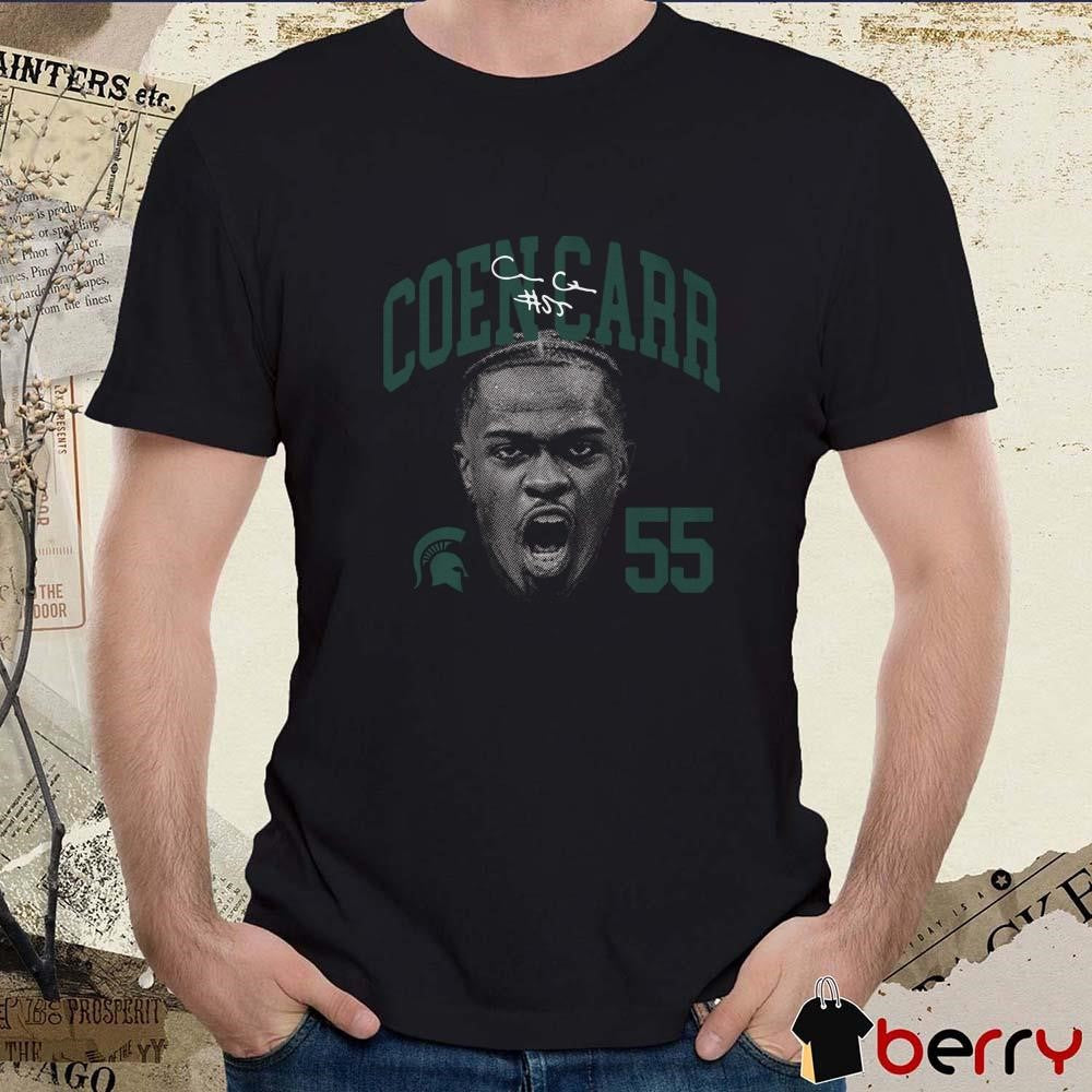Coen Carr #55 Michigan State Spartans Portrait 2025 NCAA Big Ten Conference Signature t-shirt