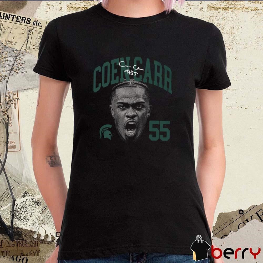 Coen Carr #55 Michigan State Spartans Portrait 2025 NCAA Big Ten Conference Signature t-shirt