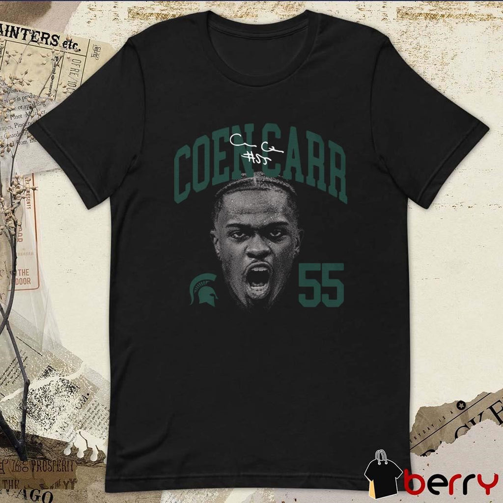 Coen Carr #55 Michigan State Spartans Portrait 2025 NCAA Big Ten Conference Signature t-shirt