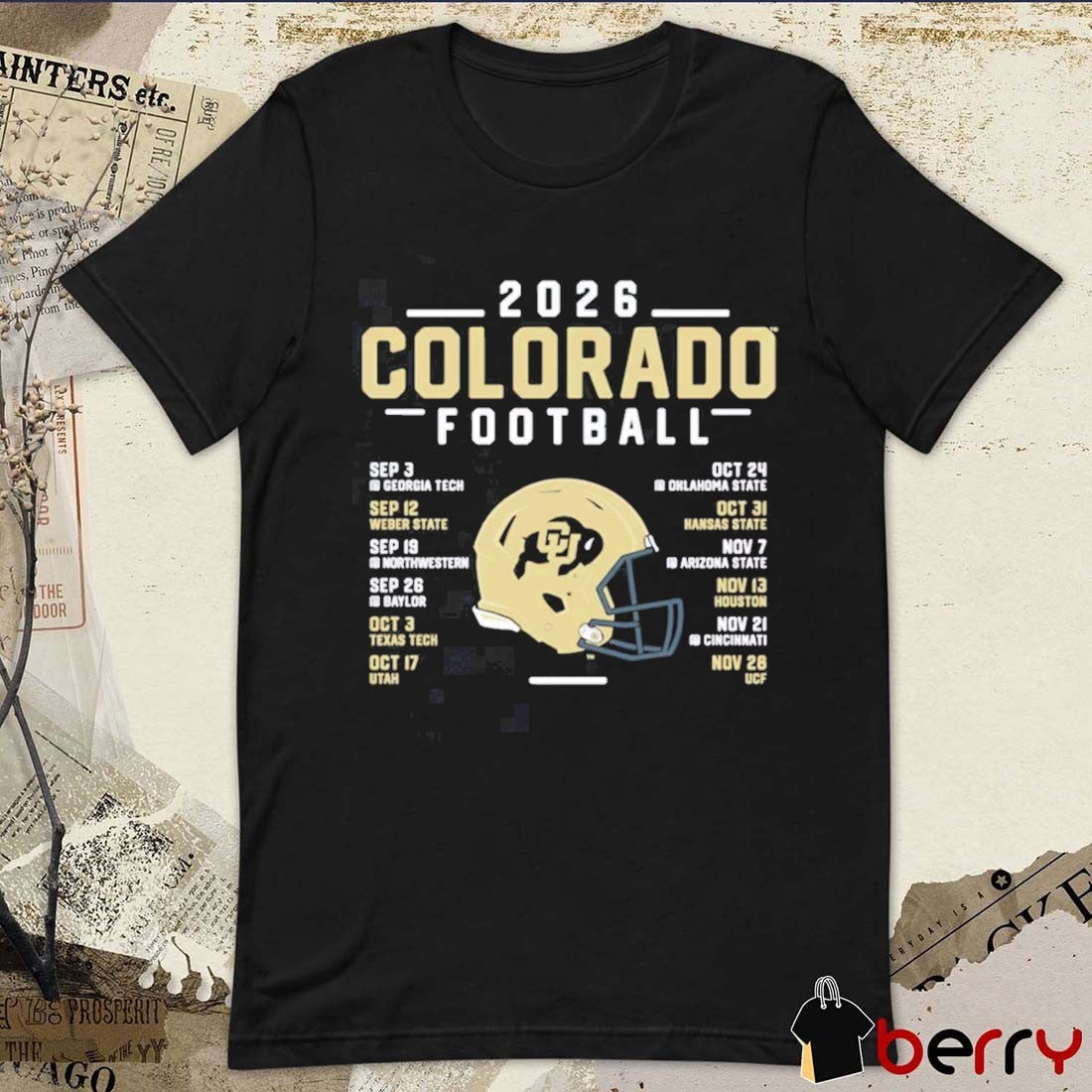 Colorado Buffaloes 2026 Football Schedule September – November Helmet t-shirt