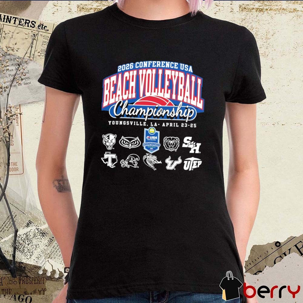 Conference USA Beach Volleyball – Champion Youngsville LA April 23-25 2026 Logos t-shirt