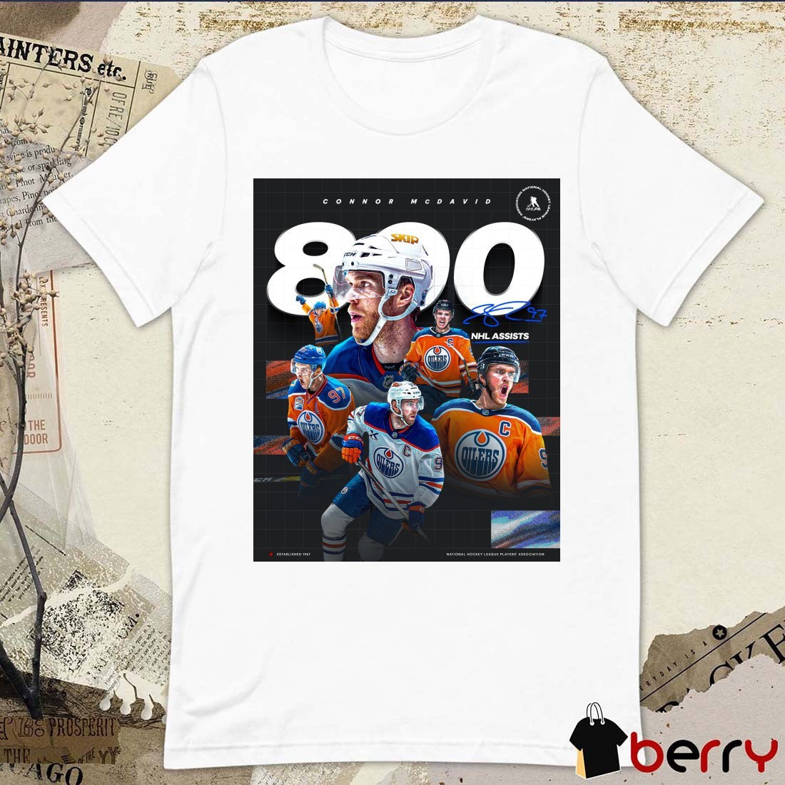 Connor David Edmonton Oilers 800 NHL Assists Signature Poster t-shirt