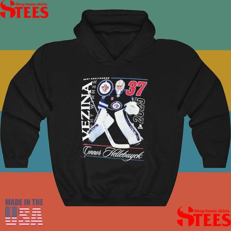 Connor Hellebuyck Black Winnipeg Jets 2025 Vezina Trophy Winner T-shirt
