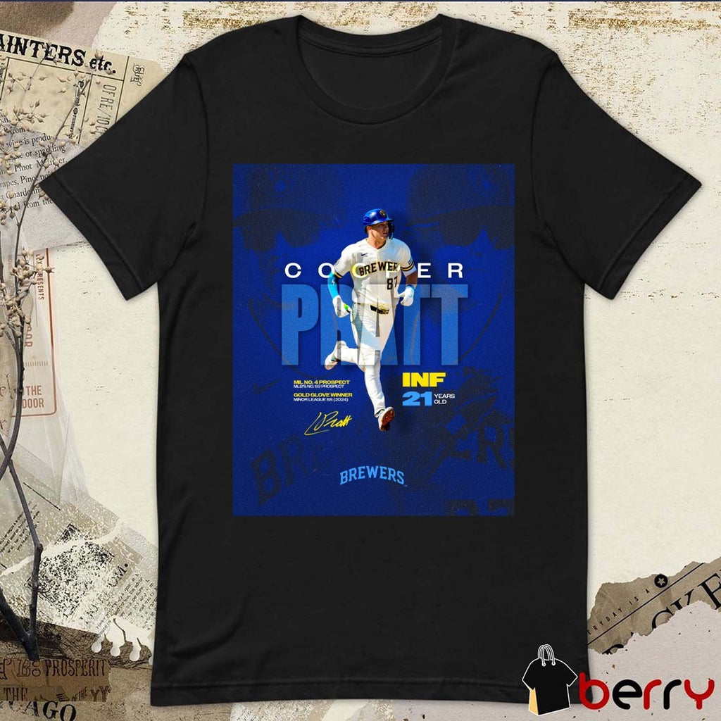 Cooper Pratt Milwaukee Brewers MLB 2026 INF 21 Years Old Signature Poster t-shirt