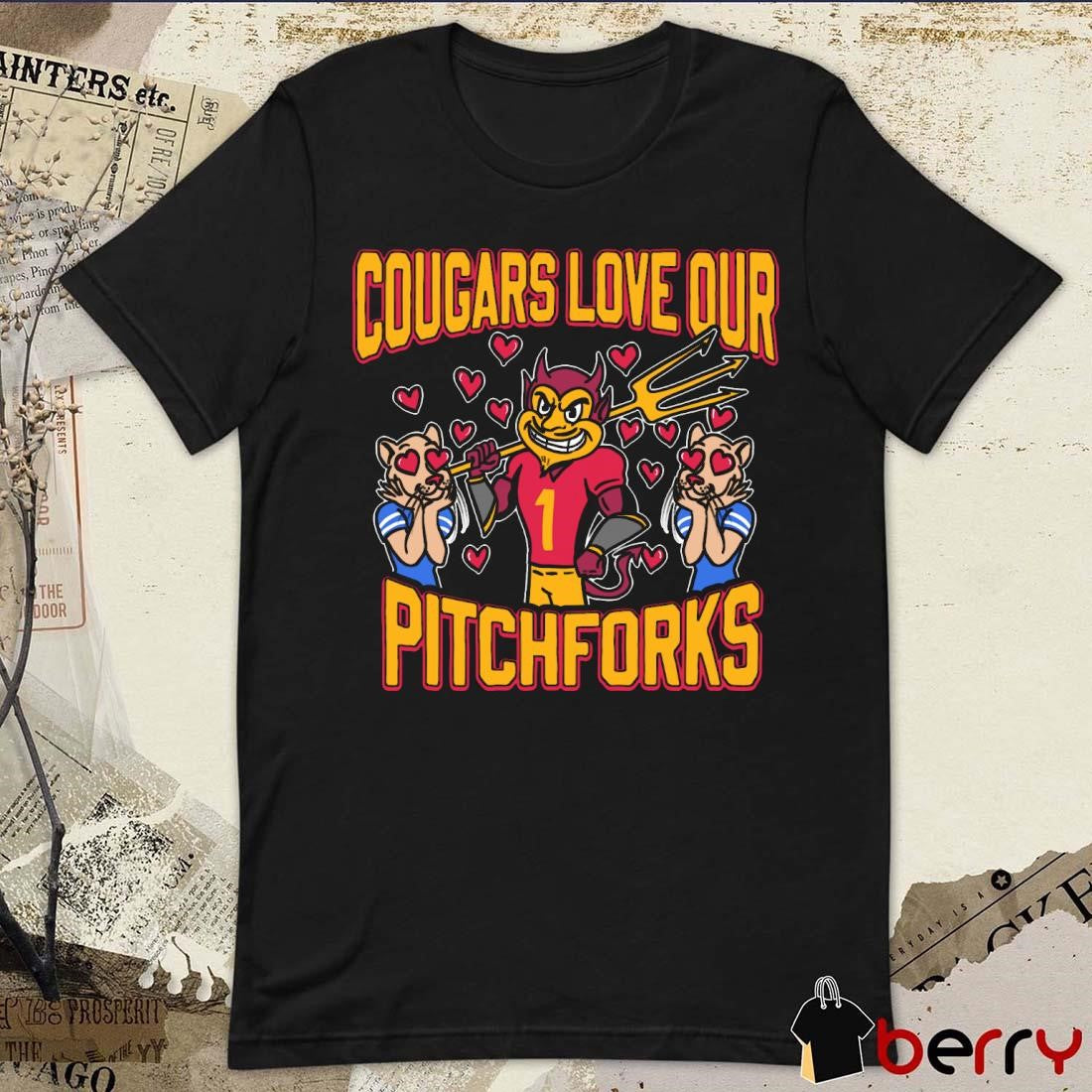 Cougars Love Our Pitchforks Arizona State Sun Devils Vs BYU Cougars t-shirt