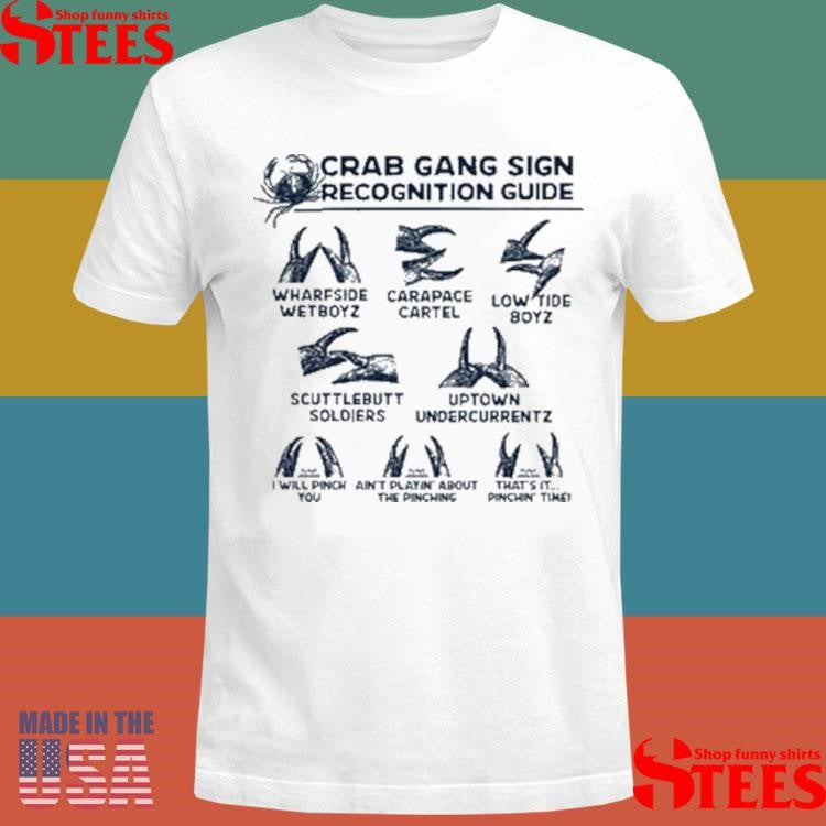 Crab Gang Sign Recognition Guide Blue T-shirts