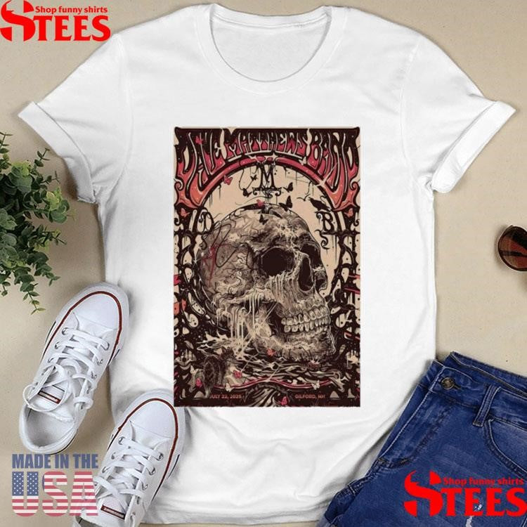 Dave Matthews Band Gilford, Nh Show 7.22.2025 Skull T-Shirts