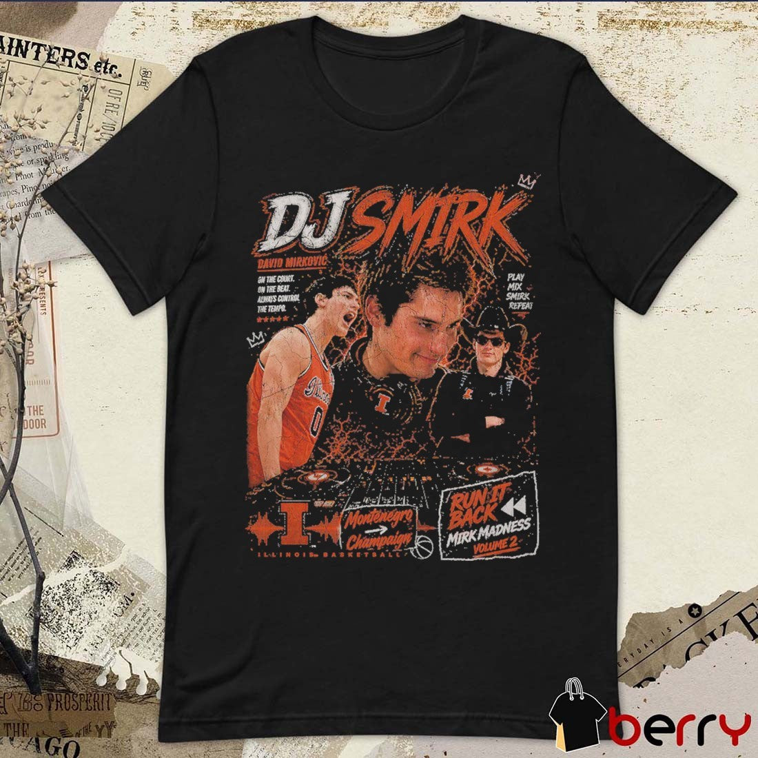 David Mirkovic DJ SMIRK Montenegro Champaign Run It Back Illinois Fighting Illini t-shirt