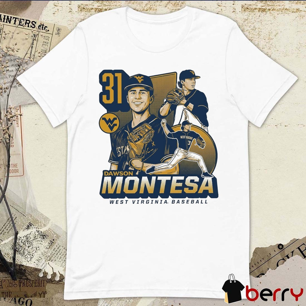 Dawson Montesa West Virginia Mountaineers Baseball NCAA Vintage Collage t-shirt