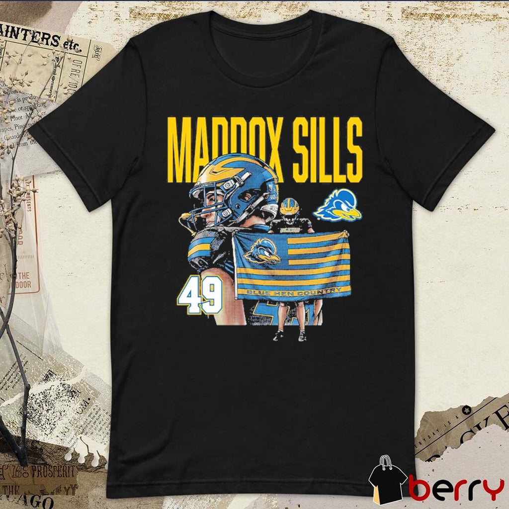 Delaware Blue Hens – NCAA Football Maddox Sills Caricature Blue Hen Country Flag t-shirt