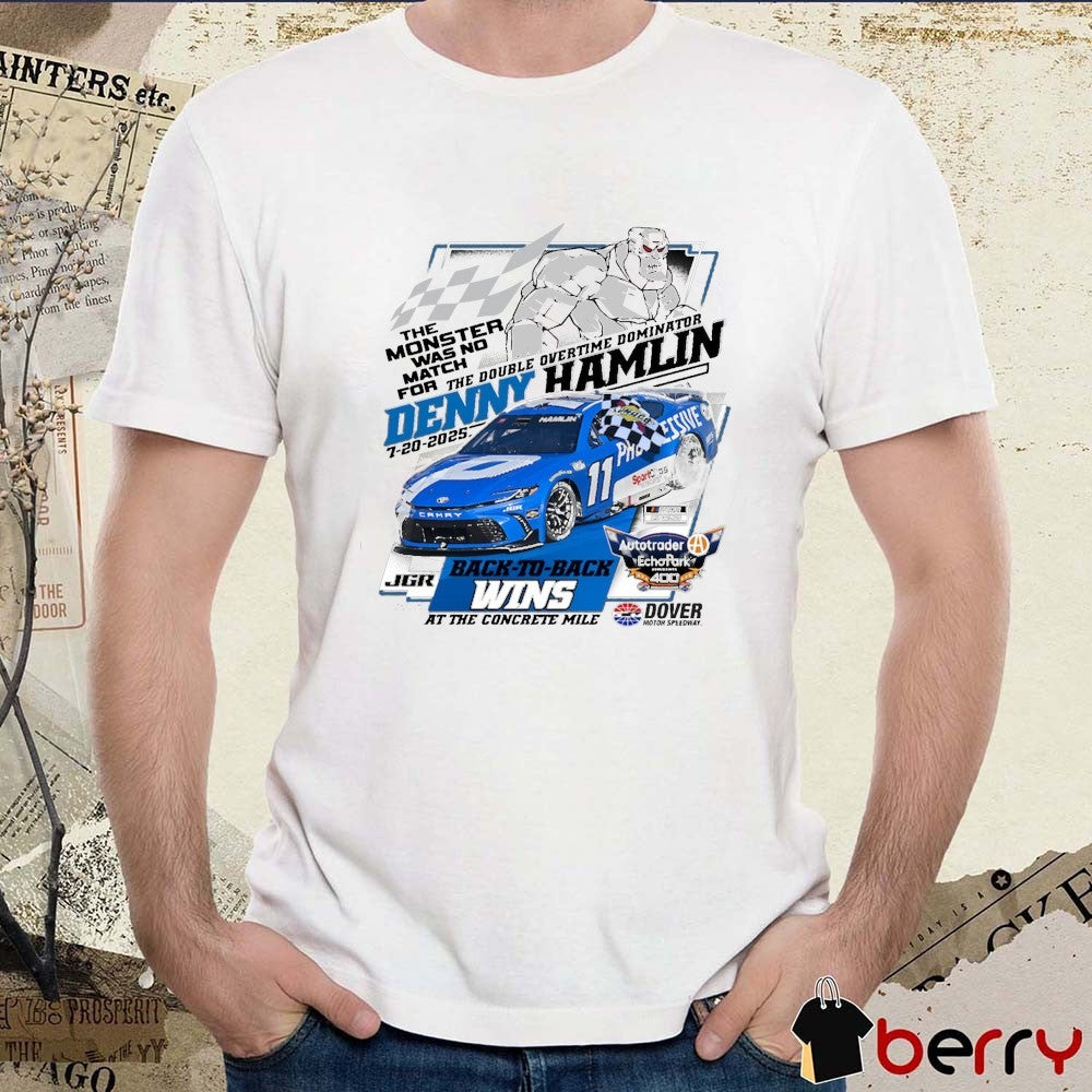 Denny Hamlin Checkered Flag Sports 2025 Autotrader EchoPark Automotive 400 Race Win At The Concrete Mile t-shirt