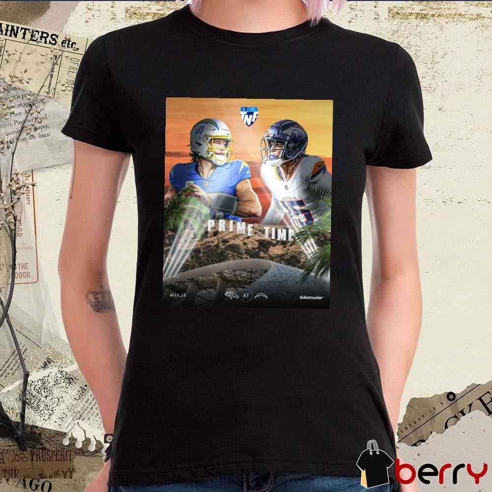 Denver Broncos vs. Los Angeles Chargers Week 16 A High-stakes Divisional Matchup In Prime Time Poster t-shirt