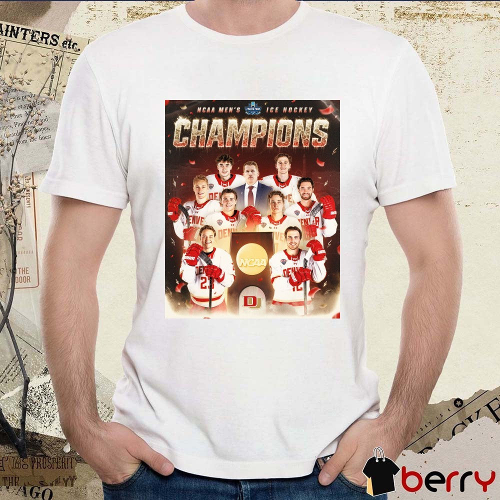 Denver Pioneers Defeated The Wisconsin Badgers 11th NCAA Men’s Ice Hockey National Championship Title Poster t-shirt