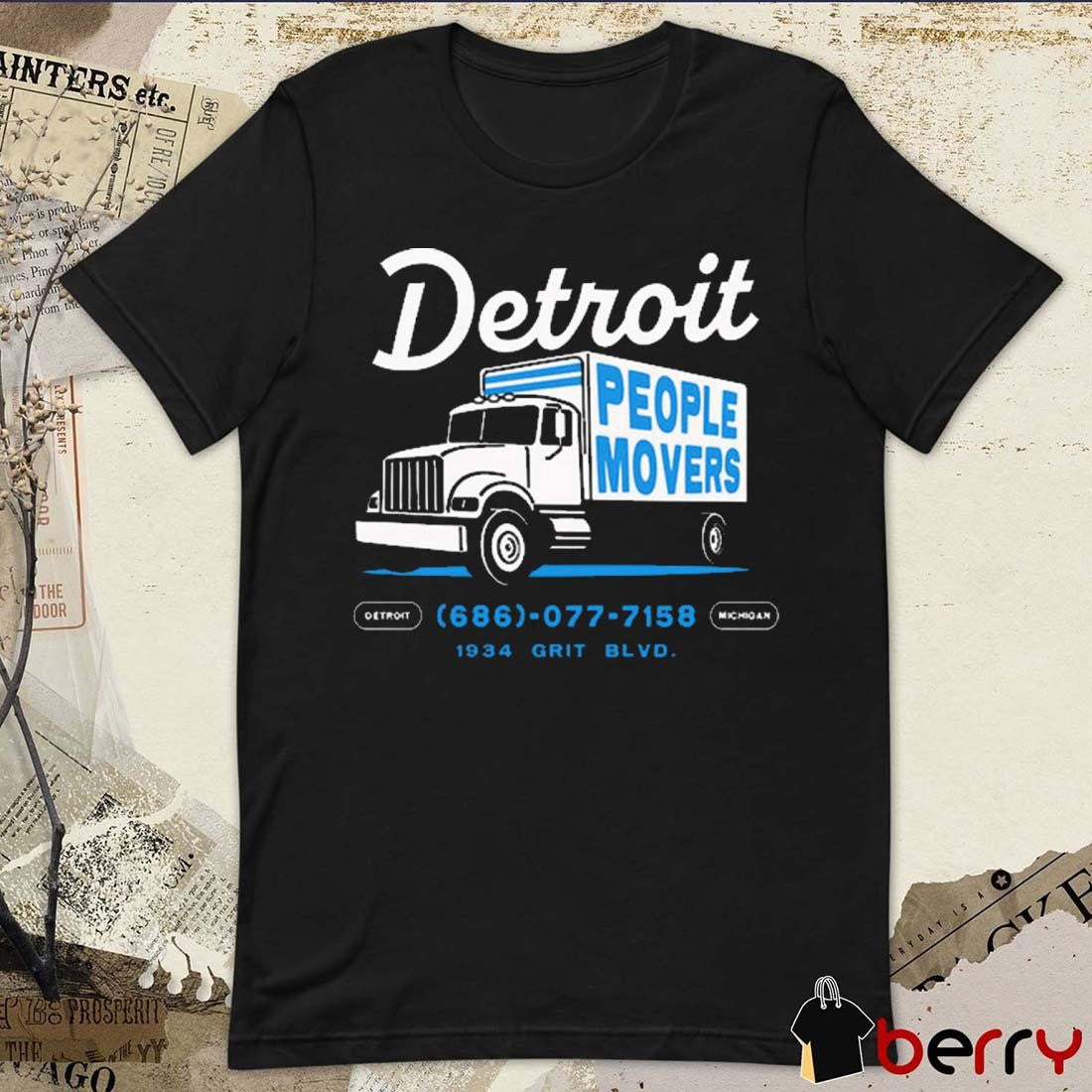 Detroit Lions People Movers 686 077 7158 1934 Grit BLVD Michigan t-shirt