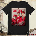 Detroit Red Wings Vs Montreal 2025 NHL Debut Emmit Finnie, Michael Brandsegg-Nygard And Axel Sandin-Pellikka Signatures Poster t-shirt