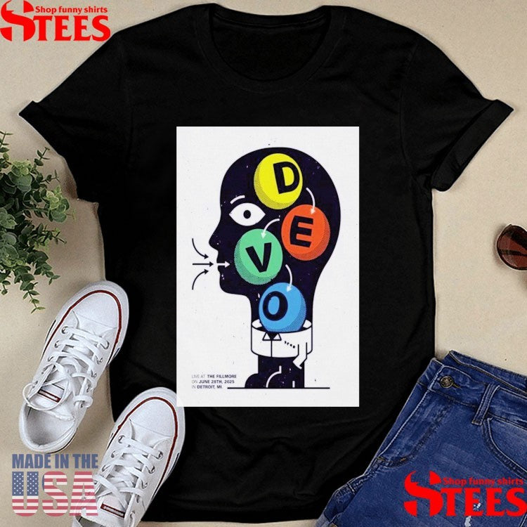 Devo The Fillmore Poster Detroit, Mi June 28 2025 T-shirt