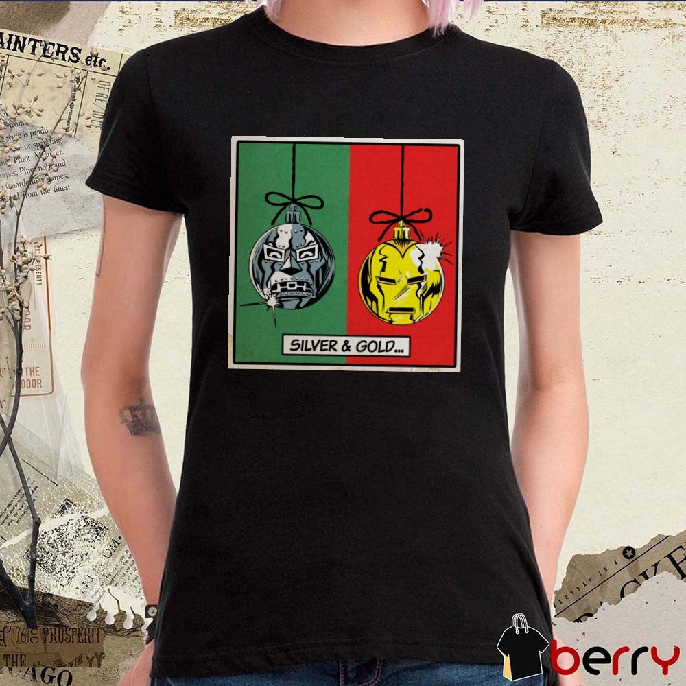 Doctor Doom and Iron Man Silver and Gold Christmas 2025 t-shirt