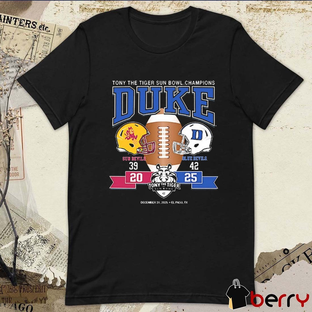 Duke Tony The Tiger Sun Bowl Champs Score Sun Devils Vs Blue Devils 30 – 42 El Paso TX t-shirt